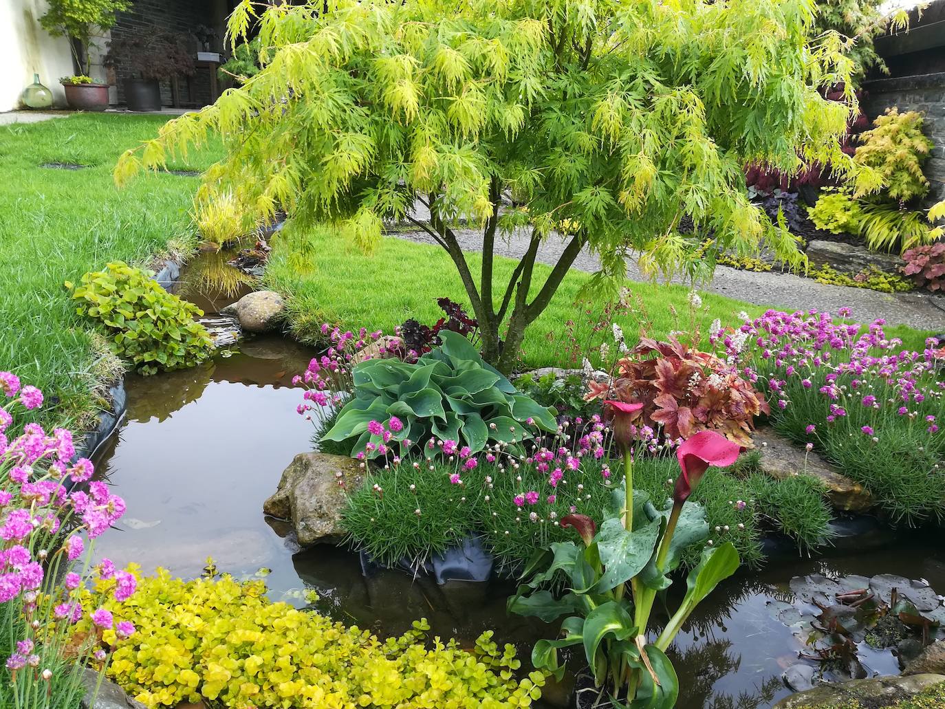 En el barrio del Peñeo, en la villa costera de Candás (Carreño), se esconde un hermoso y colorido jardín particular hecho a mano por el profesional y empresario de la jardinería Fernando Álvarez del Valle.