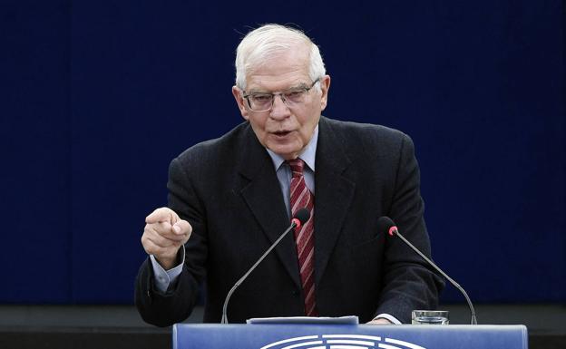 El Alto Representante de la UE para Política Exterior, Josep Borrell, durante su intervención en el Parlamento Europeo. 