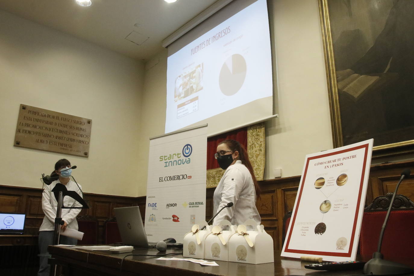 Los ganadores en la categoría de más de 18 años conquistaron al jurado con un proyecto de pastelería personalizada en el momento.