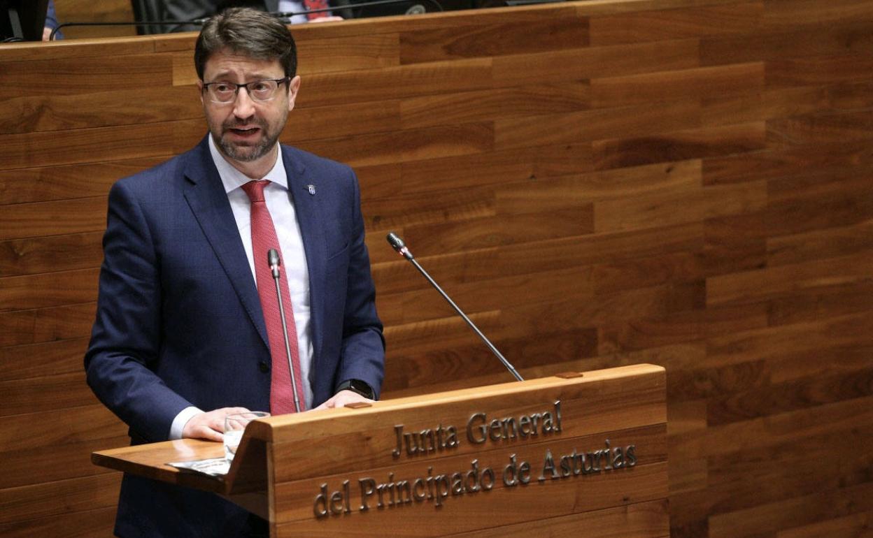 Enrique Fernández, consejero de Industria, Empleo y Promoción Económica, hoy en el Pleno. 