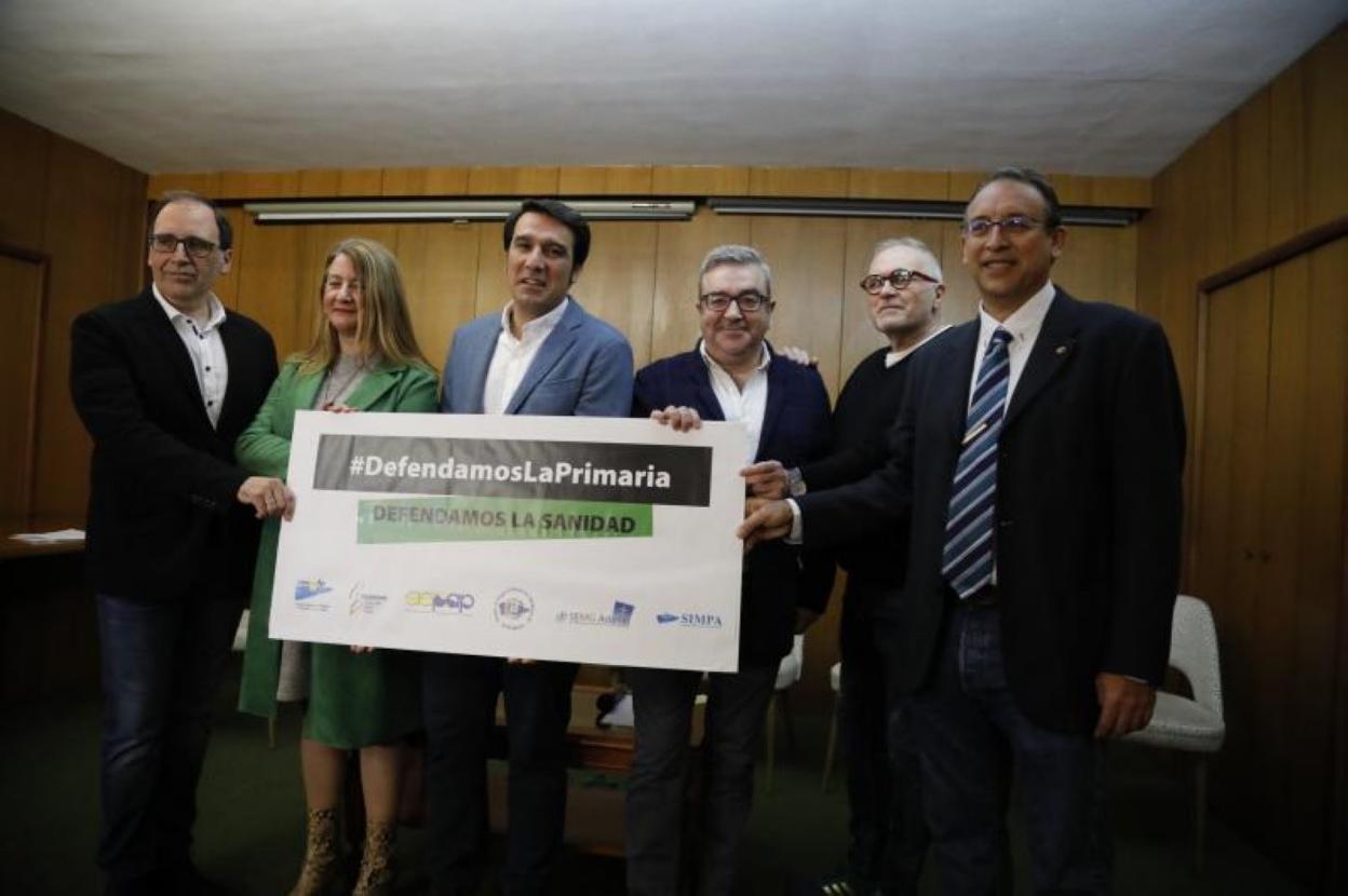 Por la izquierda, Miguel Álvarez Cabo, María Ángeles Ordóñez Alonso, Jesús Rodríguez Virgili, Antonio Fernández Fernández, Rubén Villa Estébanez y Javier Alberdi González. 