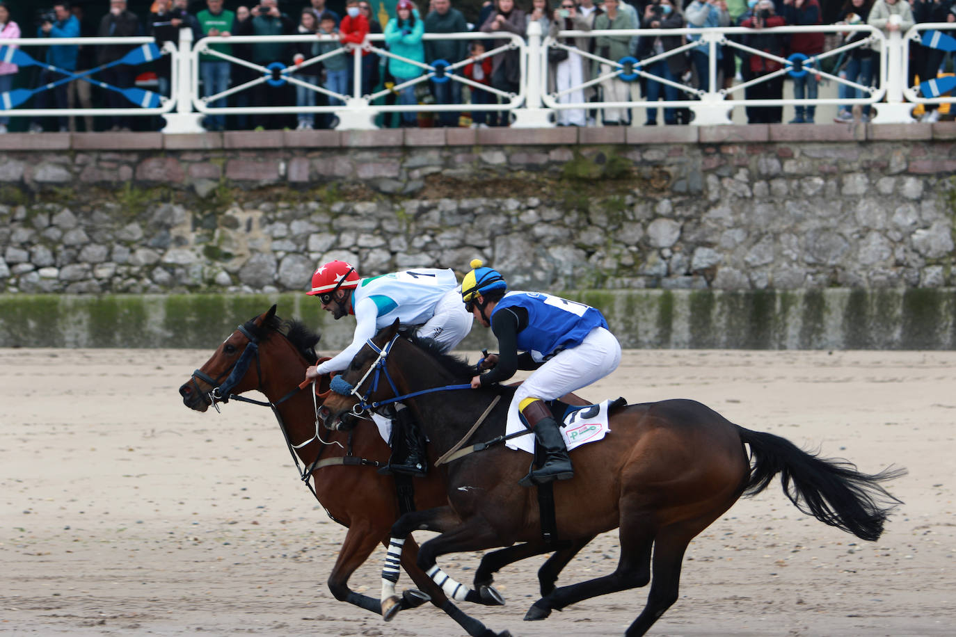 La playa de Santa Marina ha vuelto a llenarse de las Carreras de Caballos Playa de Ribadesella. Este sábado ha servido para coronar a 'Capea' y a su jinete Manuel Revuelta García como los grandes campeones de la 31º edición al vencer en la carrera larga (2.200 m) de la Primera Categoría-Gran Premio Hostelería y Comercio de Ribadesella para cuadrúpedos Pura Sangre Inglés.