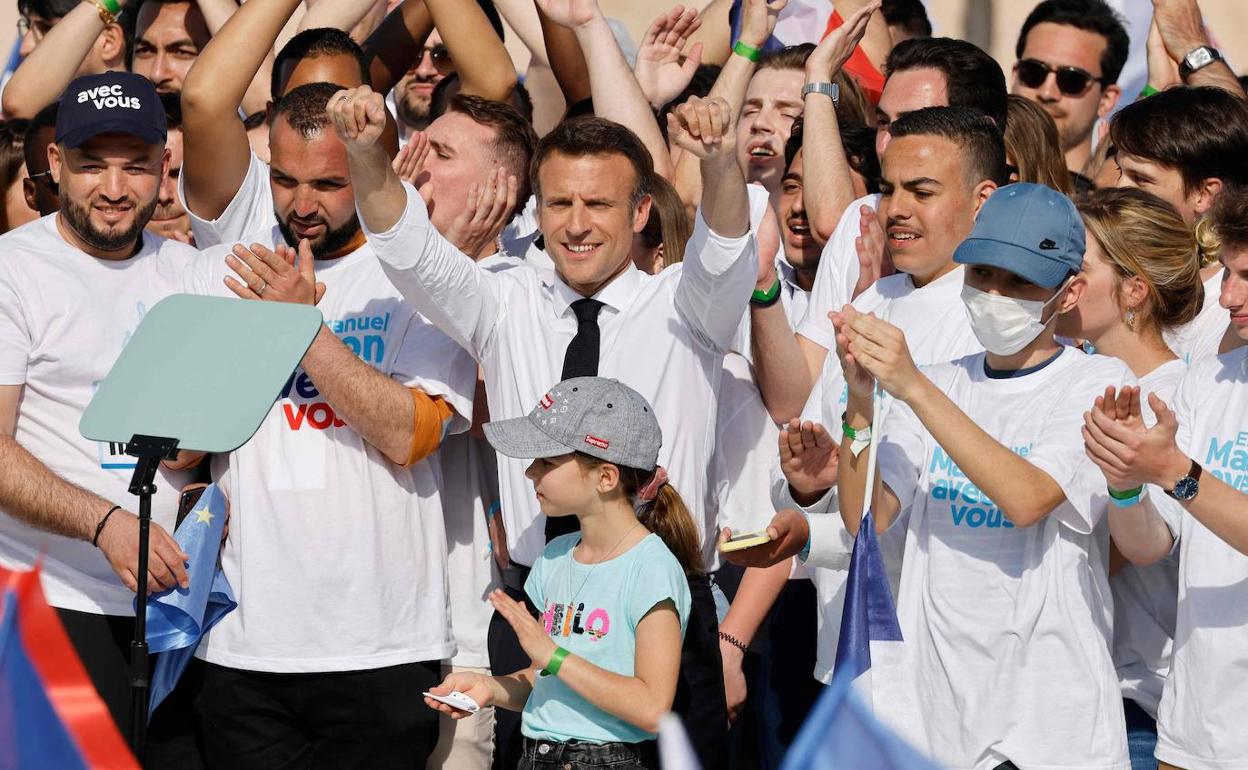 Emmanuel Macron, durante un mitin en Marsella.