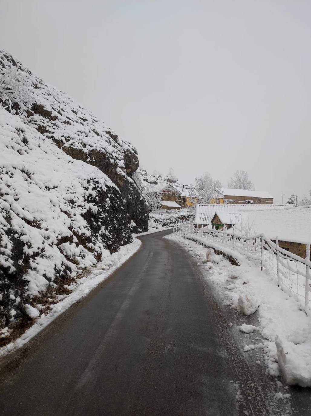 El Principado sufrió este miércoles una notable bajada de las temperaturas y fuertes precipitaciones, que fueron de nieve en la cordillera, lo que ocasionó problemas en las carreteras de la red secundaria de la región.