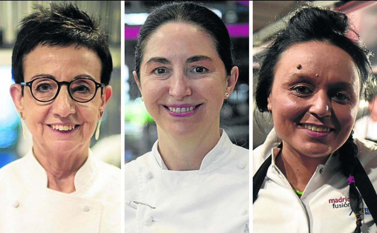 Carme Ruscalleda, Elena Arzak y Najat Kaanache.