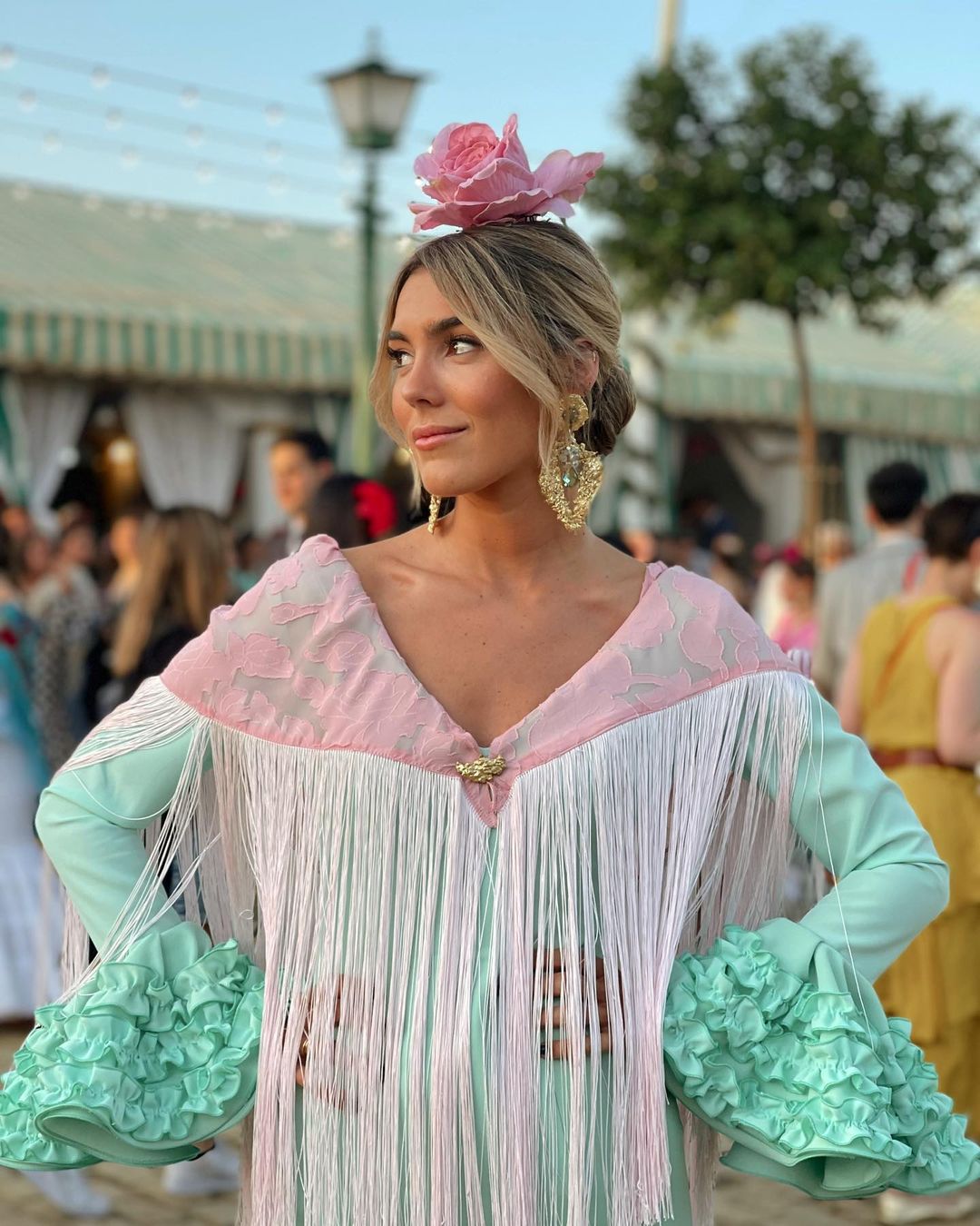 Anna Ferrer se vistió de flamenca.