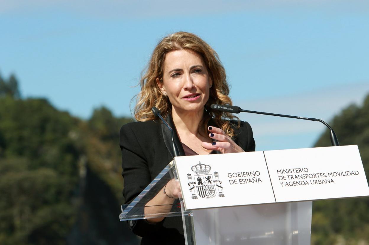 Raquel Sánchez, durante su última visita a Asturias, en abril. 