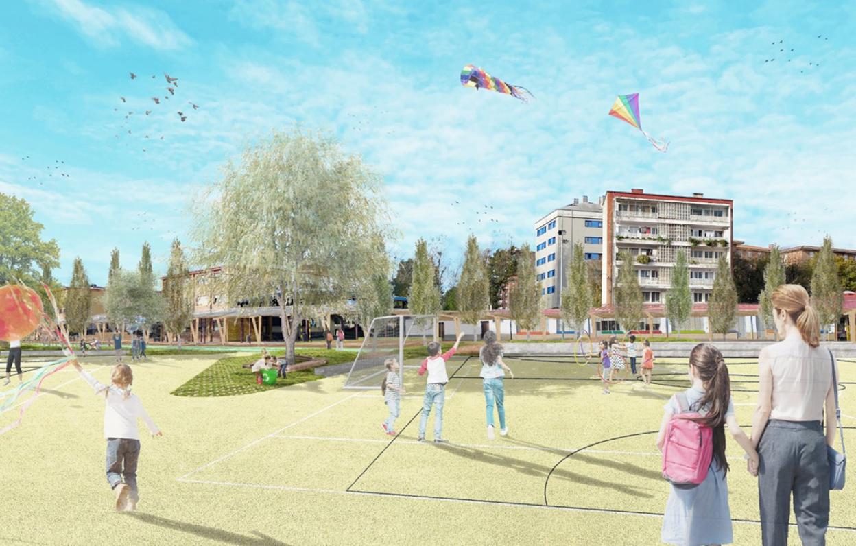 Infografía del anteproyecto presentado ayer por el Principado en el colegio Marcos del Torniello Versalles. 