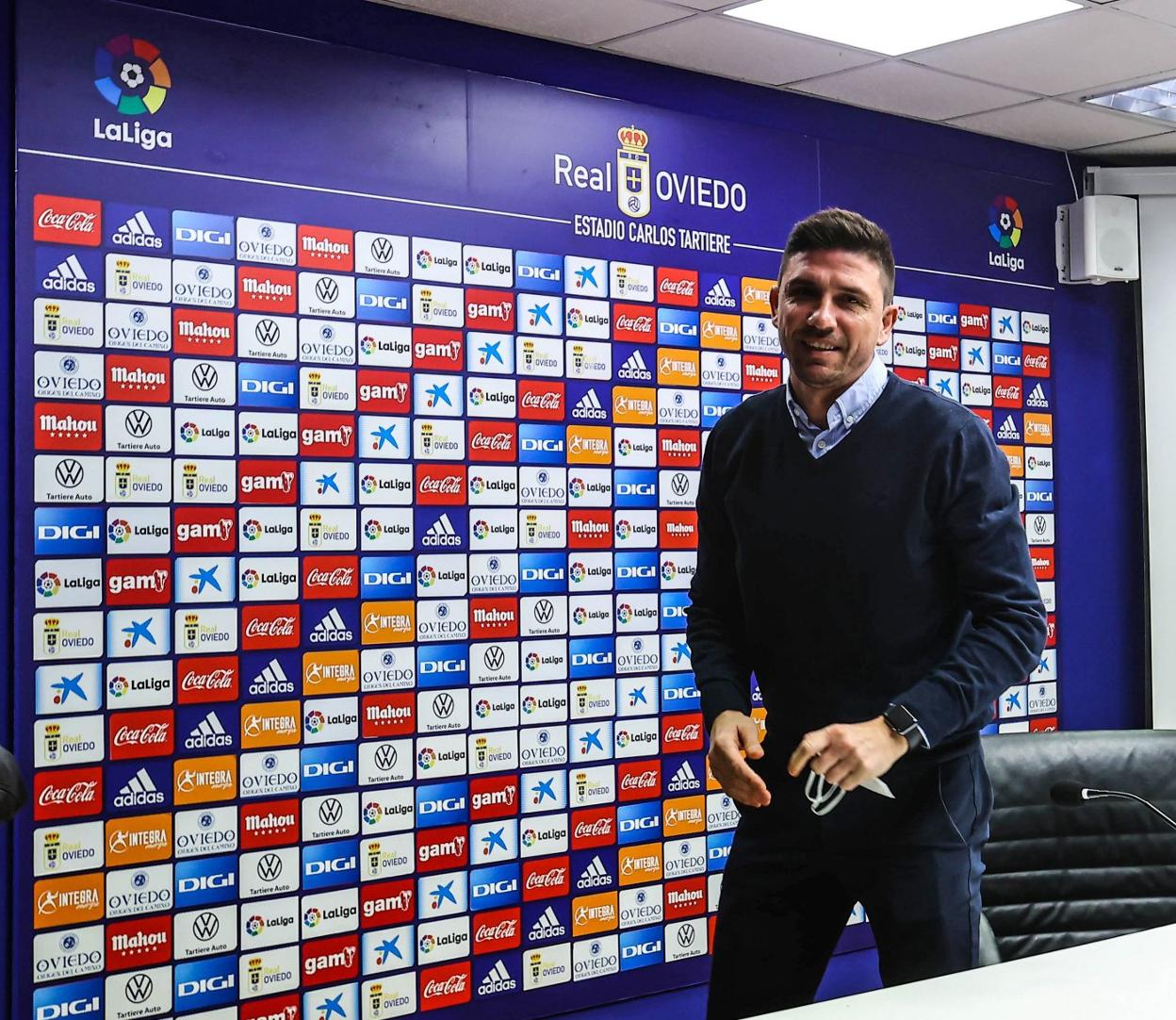 Rubén Reyes, durante una rueda de prensa reciente en el Tartiere. 