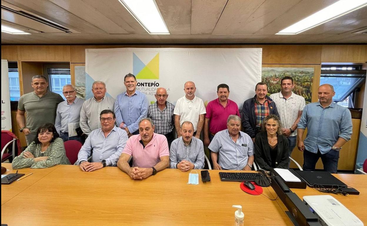 Uno de los agentes ayuda al potrillo a ponerse en pie y caminar.