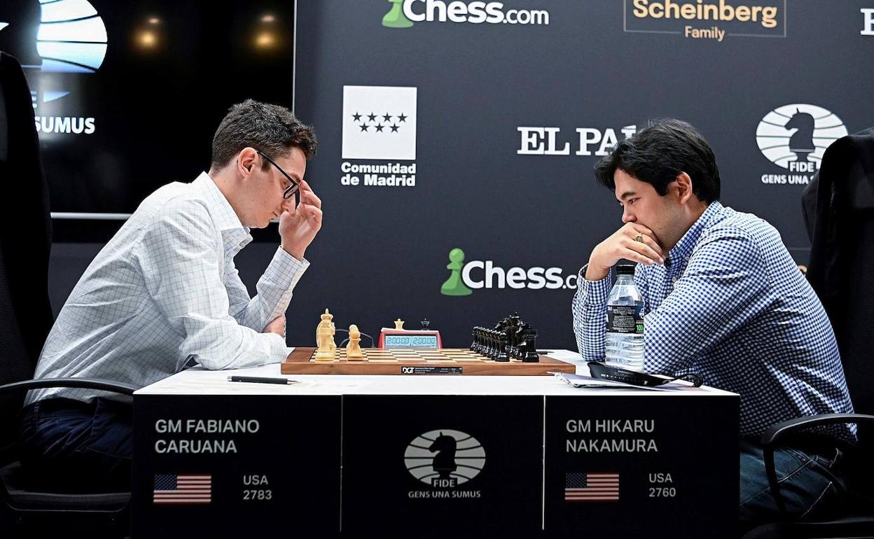 Caruana y Nakamura durante su encuentro.
