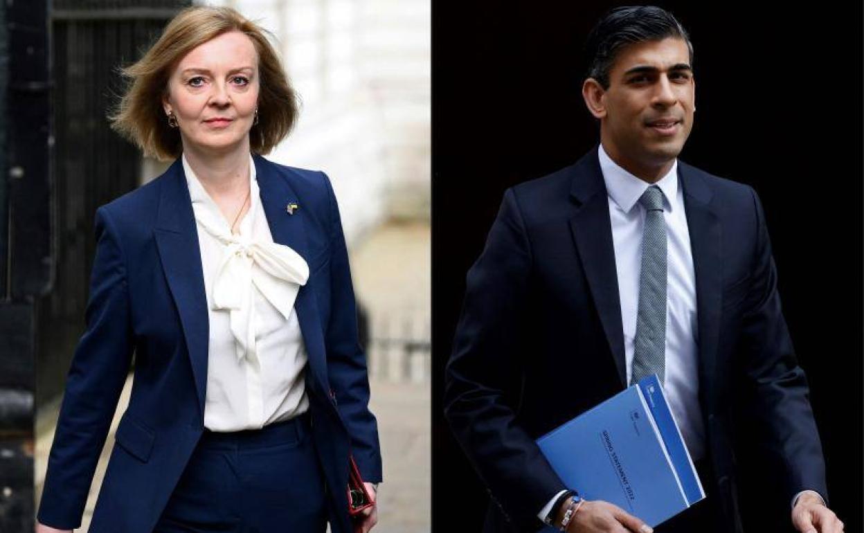 La ministra de Exteriores británica, Liz Truss, y el exministro de Economía, Rishi Sunak