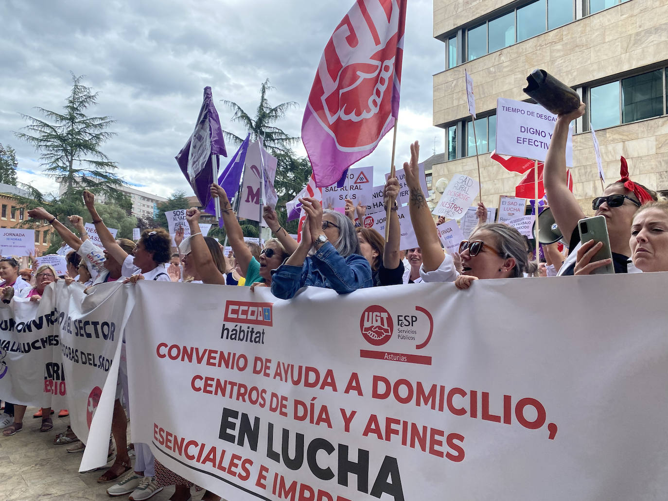 Fotos: La plantilla ayuda a domicilio toma las calles de Oviedo por un «convenio digno»