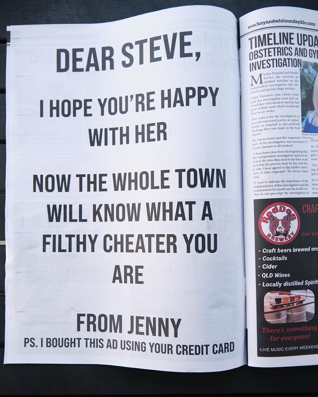 Imagen del anuncio publicado por el periódico local 