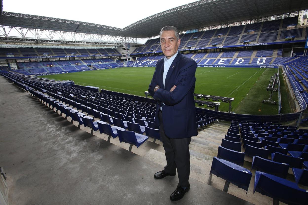 Martín Peláez, en su primera visita al Carlos Tartiere.