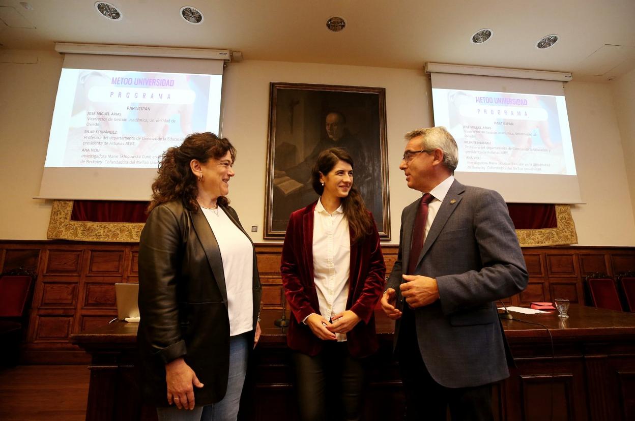 Pilar Fernández, profesora de Ciencias de la Educación; Ana Vidu, cofundadora de Me Too Universidad y José Miguel Arias. 