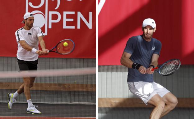 Thiem y Murray, en los entrenamientos de este domingo.