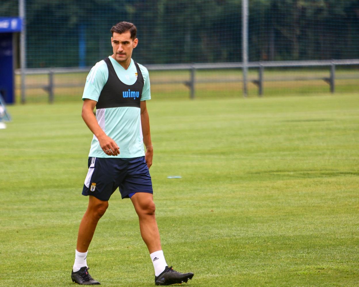 Dani Calvo, en un entrenamiento en El Requexón. 