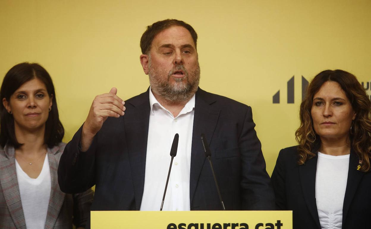 Oriol Junqueras interviene durante un acto de ERC.