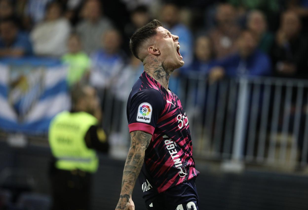 Cristo celebra su gol al Málaga el pasado domingo. 