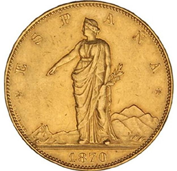 Moneda 100 pesetas (1870).