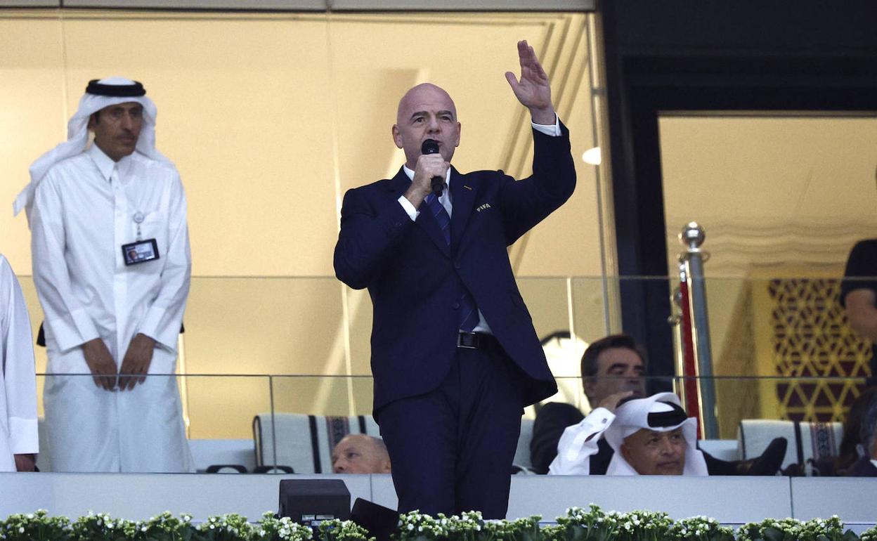 El presidente de la FIFA, Gianni Infantino, este domingo durante la inauración del Mundial de Qatar.