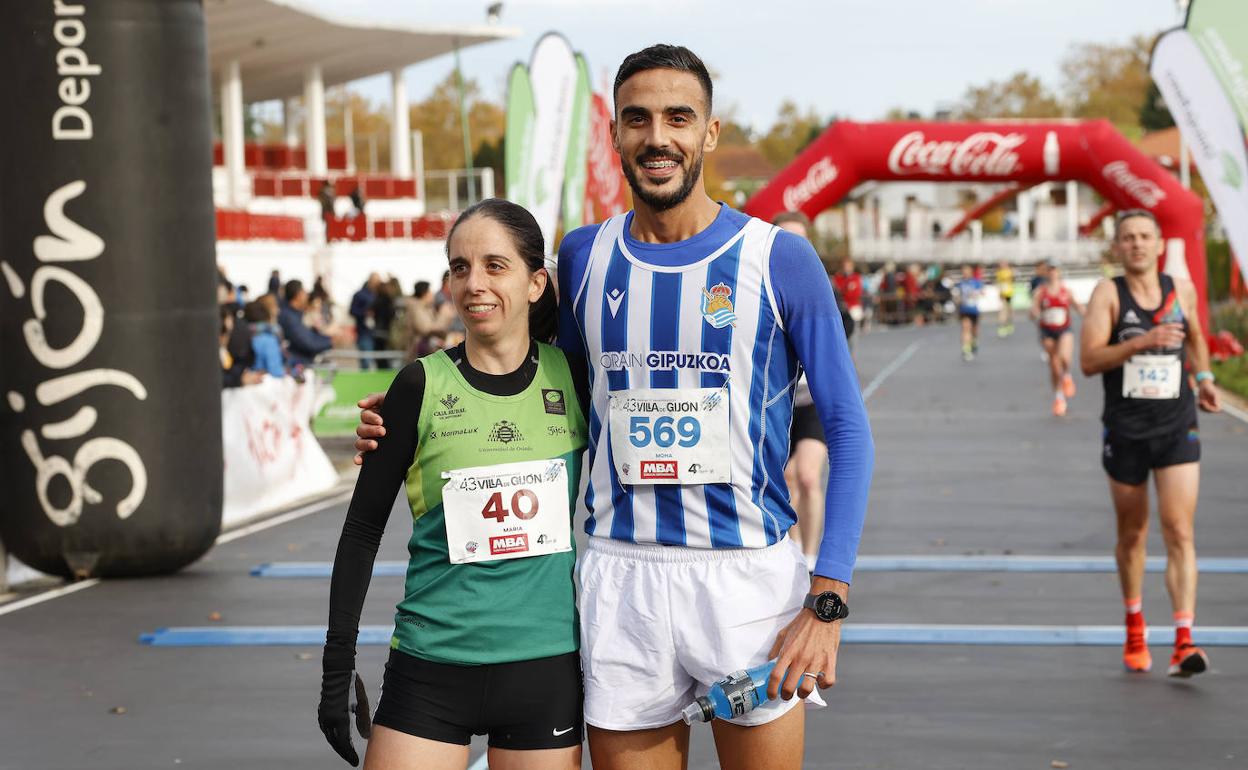 María Suárez y Moha Bakkali, ganadores del Cross Popular Villa de Gijón.