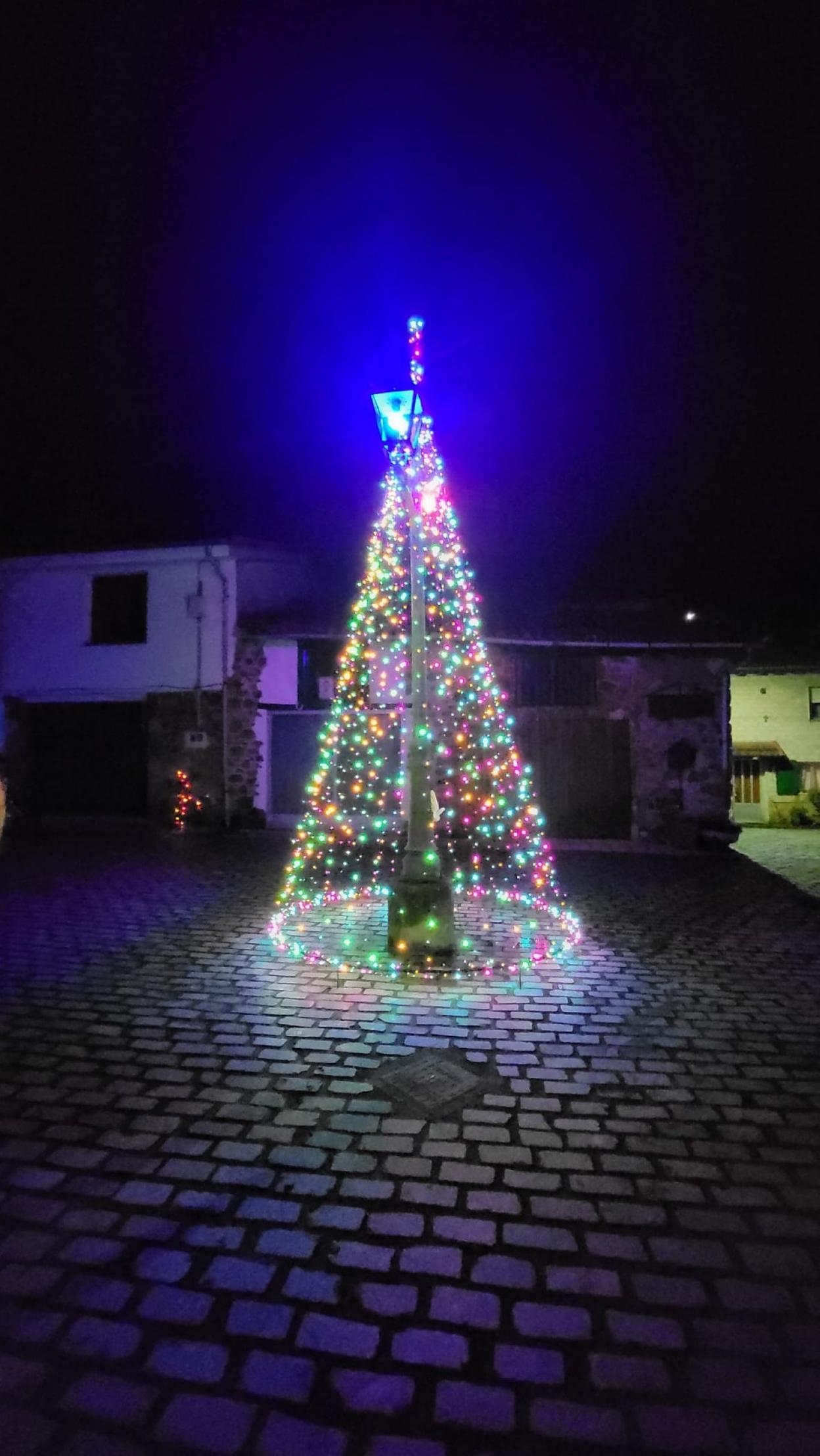 El árbol de Navidad que los vecinos han instalado en el pueblo. 