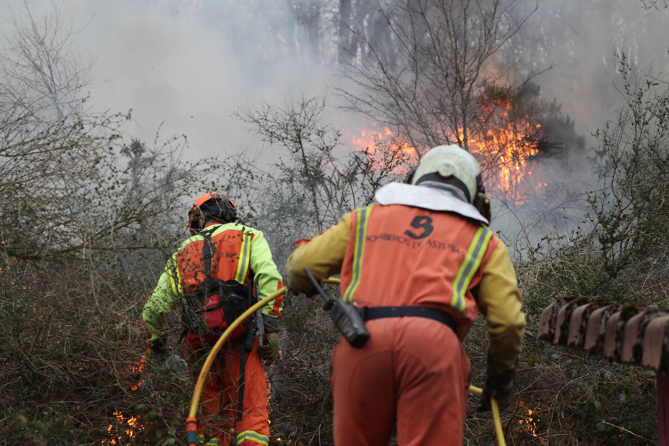 Lucha contra el fuego en Asturias