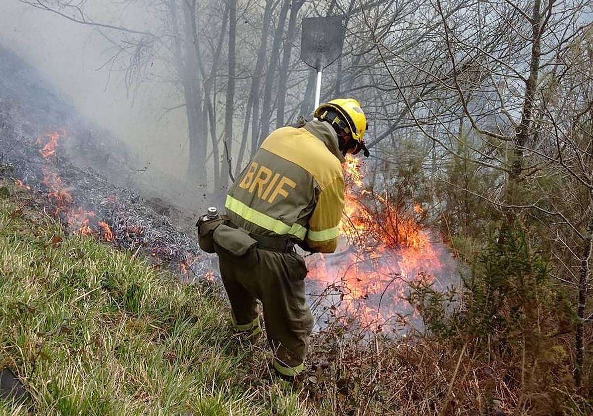 Incendio en Vigaña, en Belmonte de Miranda.
