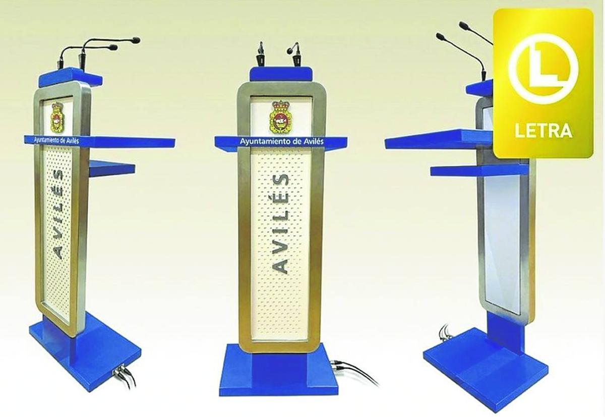 Diseño premiado del atril del Ayuntamiento de Avilés.