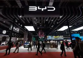 Vehículos de BYD en la Exposición Internacional de Shanghai, el pasado miércoles.