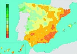Lluvia acumulada en el año hidrológico en % sobre la media 1991-2020.