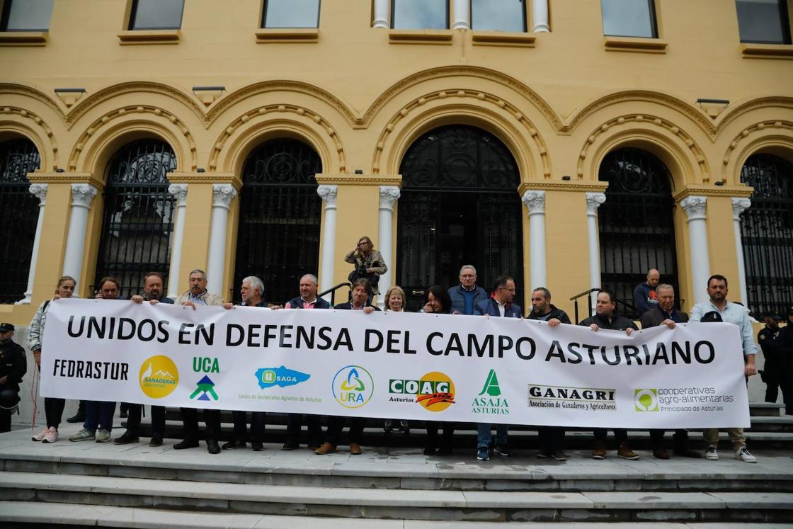 Tractorada de protesta del campo asturiano en las calles de Oviedo