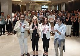 José María Sánchez, Sara Álvarez Rouco, Carolina López y José María Figaredo, en el acto celebrado por Vox en el hotel NH para presentar la candidatura local.