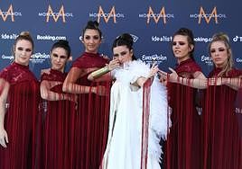 Blanca Paloma, en la Alfombra Turquesa de la ceremonia de apertura de Eurovisión.