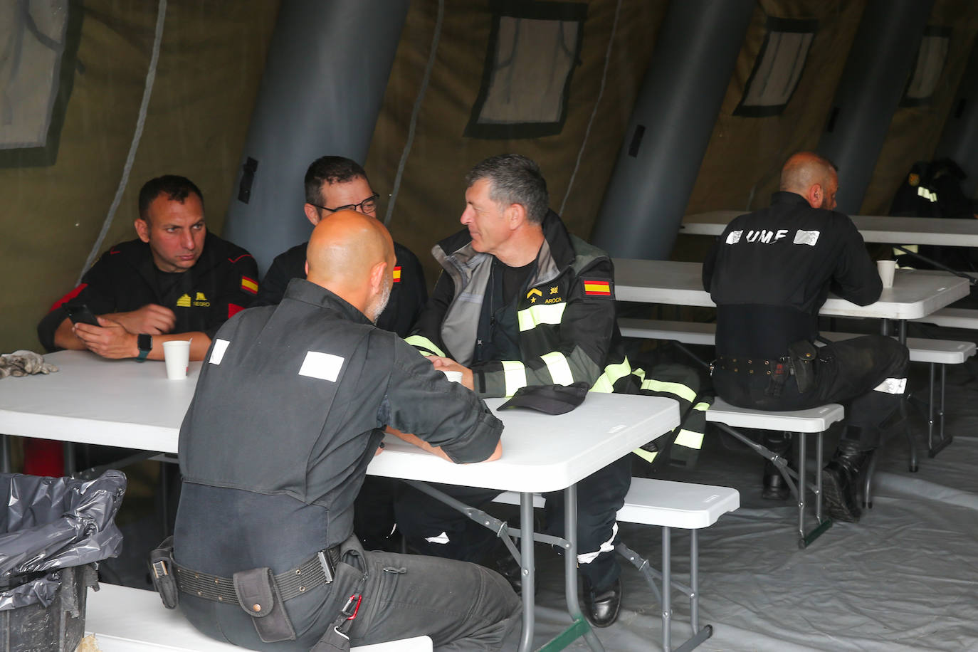 Así es el campamento de la UME en el parque de los Hermanos Castro de Gijón