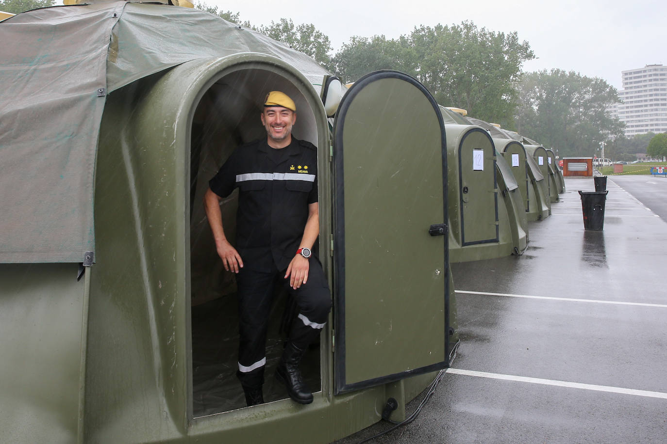 Así es el campamento de la UME en el parque de los Hermanos Castro de Gijón