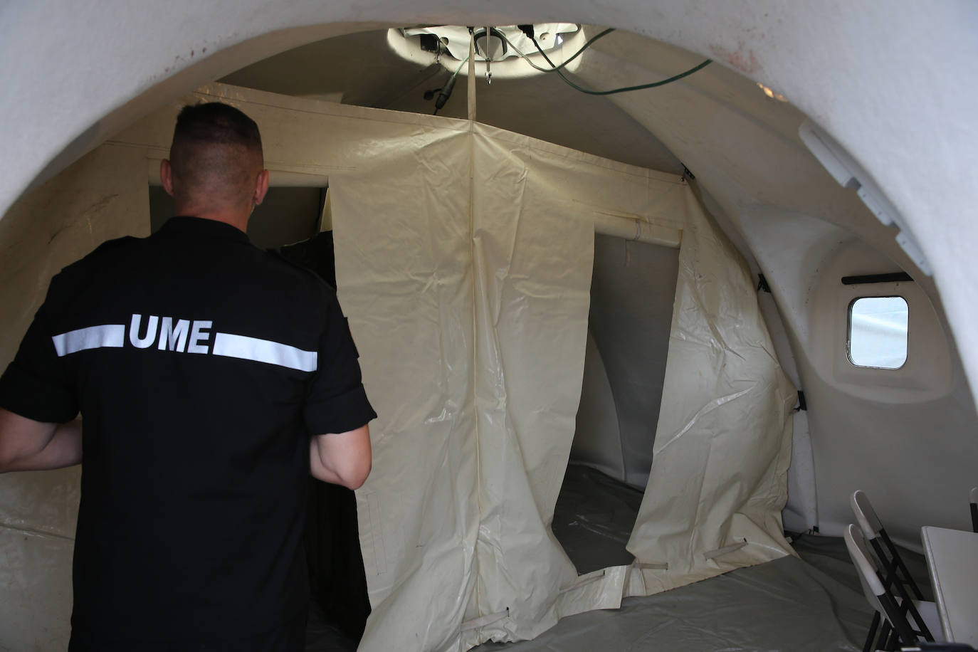 Así es el campamento de la UME en el parque de los Hermanos Castro de Gijón