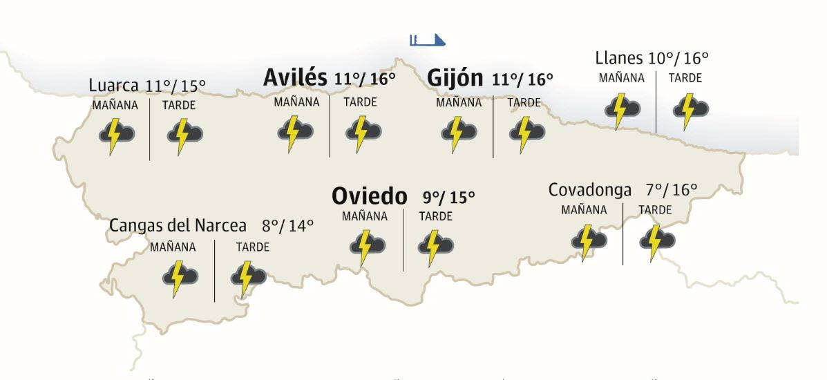 Previsión del tiempo en Asturias el viernes 12 de mayo.