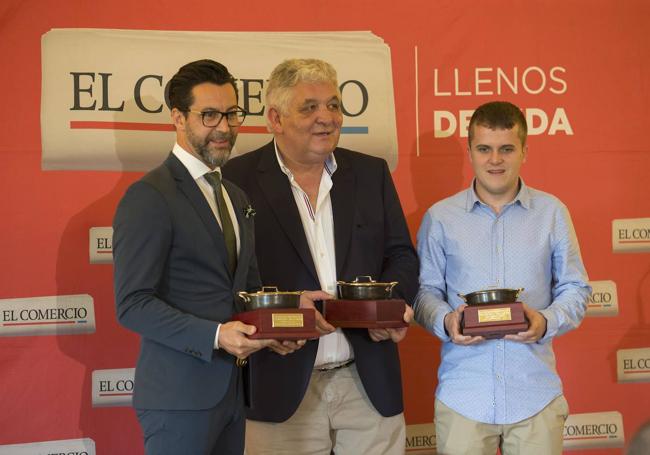 Quique Dacosta, Abel Terente y Javier Farpón coincidieron al ganar la Caldereta de Don Calixto en 2017.