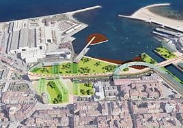 Infografía de la propuesta del diseño de senda peatonal y ciclista entre Poniente y El Arbeyal.