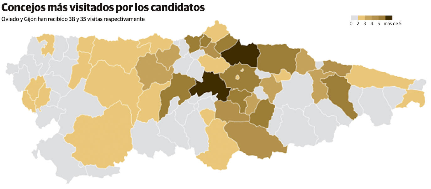 Una campaña de diez vueltas electorales a Asturias