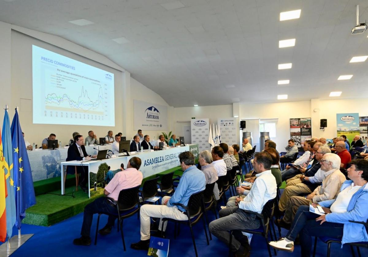 Un momento de la asamblea general de Central Lechera Asturiana SAT, celebrada ayer.