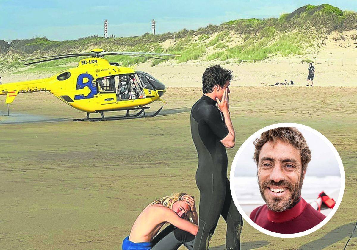 Dos surfistas, devastados el viernes tras el accidente sufrido por Jacobo Rodríguez.