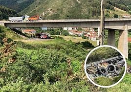 Fallece un camionero de una empresa asturiana tras caer por un viaducto de 20 metros en Cantabria