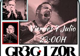 Cartel de Greg Izor, cantante que daraá el concierto en la Terraza El Indio.