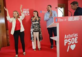 Nadia Calviño, Adriana Lastra, Adrián Barbón y Carlos Fernández Llaneza.