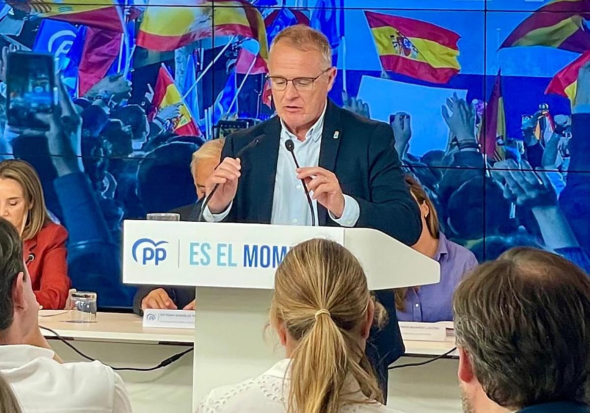 Diego Canga, durante su intervención en la junta directiva nacional celebrada ayer en Génova.