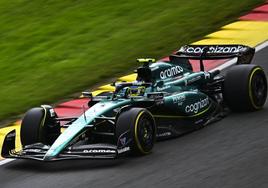 El monoplaza de Alonso, durante el Gran Premio de Bélgica.